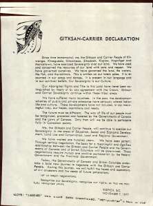 Gitxsan-Carrier Declaration