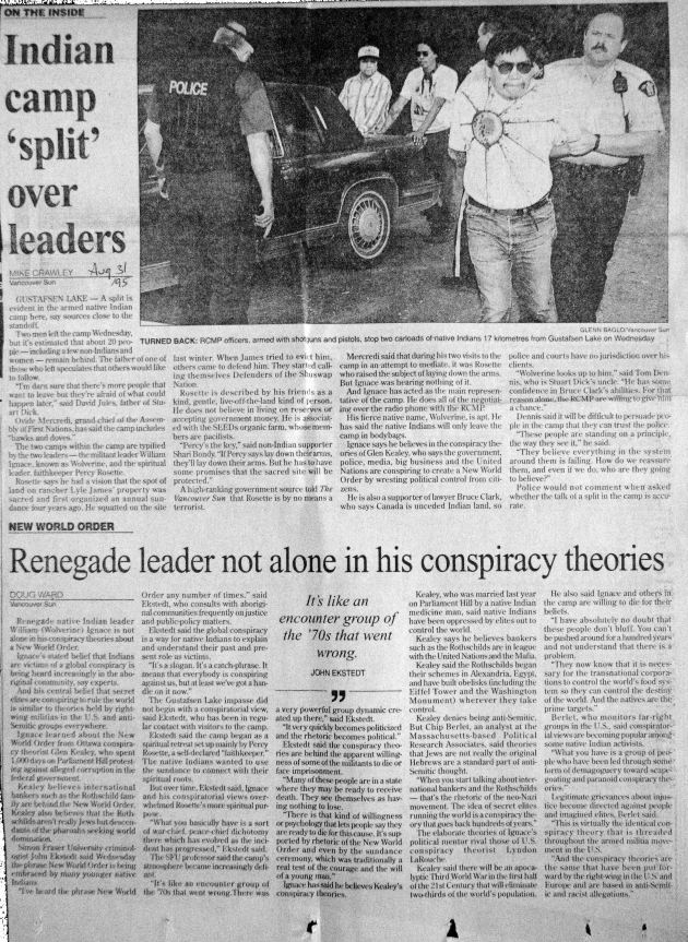 95 Aug 31 VanSun.MikeCrawley Indian camp split over leaders
