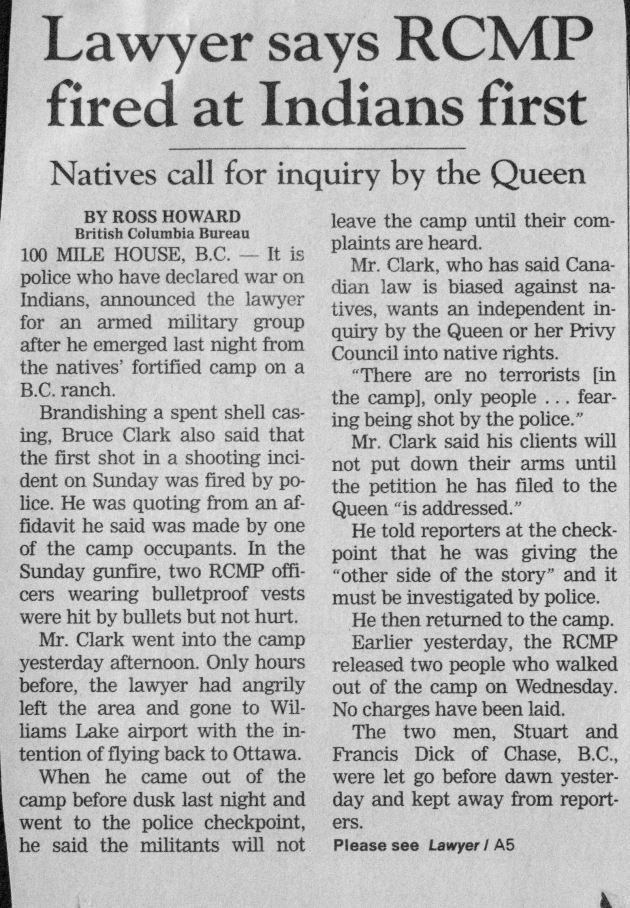 95 Sept 2 Gam.RossHoward Lawyer says RCMP fired at Indians first 1